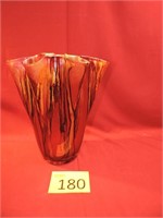 Ruffle Rim Gold Speck Vase