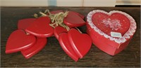 Hand Painted Shaped Box, Wooden Hearts on String