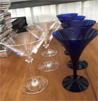 Crystal Clear & Blue Martini Glass Set of 7