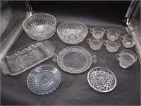 Glass Cups, Plates, Tray, & Bowls