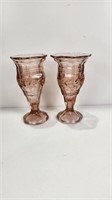 (2) Pink Vases 7 3/4" tall