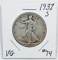 1937-S  Walking Liberty Half Dollar   VG