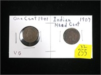 2- Indian Head cents: 1901, 1907