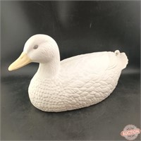 Life Size Bisque Ceramic Duck, Dated