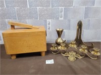 Shoe shine box and brass collection