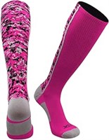 NEW * Neon Pink Trampoline Camo Socks-L, 3 Pairs