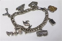Vintage Silver Tone New Orleans Charm Bracelet