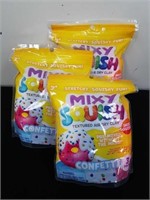 Three new packages of mixy squish textured