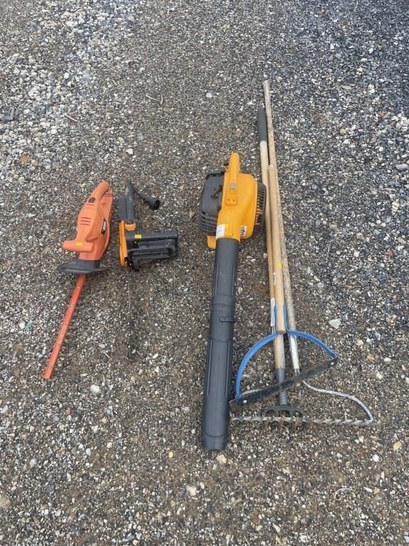 Electric chainsaw and hedge trimmer, leaf blower,