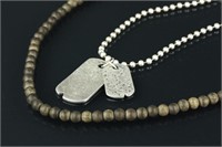 Chinese Silver Necklace and Eagle Wood Necklace