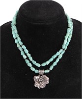 EX TURQUOISE & STERLING Silver Beaded Necklace
