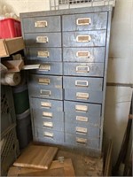 Metal 20 drawer cabinet with some antique