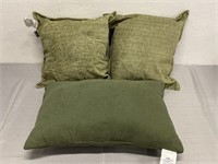3 Throw Pillows- Green