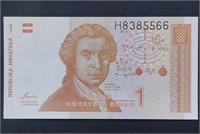 1991 Croatia 1 DINAR banknote UNC.