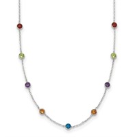 Silver 9-Station Multicolor Crystal Necklace