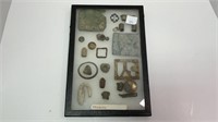 Riker case of Civil War relics and metal