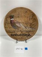 Handmade Painted Wooden Pheasant Wall Hanging