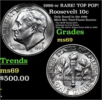 1996-w Roosevelt Dime RARE! TOP POP! 10c Grades ms