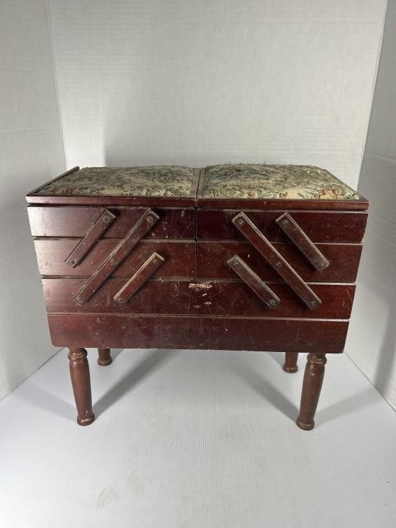 Antique Wooden Stool Jewelry Box