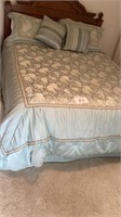 Queen size bedding and pillows, two large white