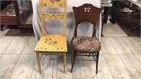 Quarter sawn oak fan back chair and yellow roster