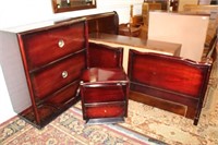 4pc Mid Century Bedroom Suite; Chest, Nigh stand,
