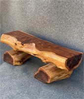 Rustic Half Log Wood Bench