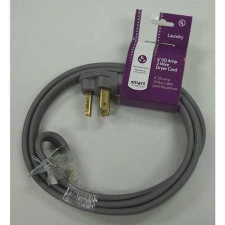 Smart Choice - 6' 30 Amp 3-Prong Dryer Cord