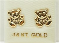 4V- 14k Yellow Gold Teddy Bear Earrings