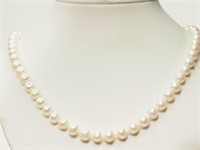 11V- Freshwater Pearl Necklace w/ Sterling Clasp