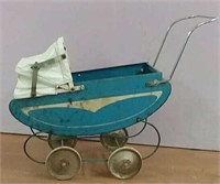 Vintage metal doll carriage 18 x8 by x15