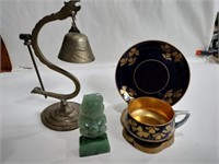 Brass Bell, mottahedeh brass stand w/cup and