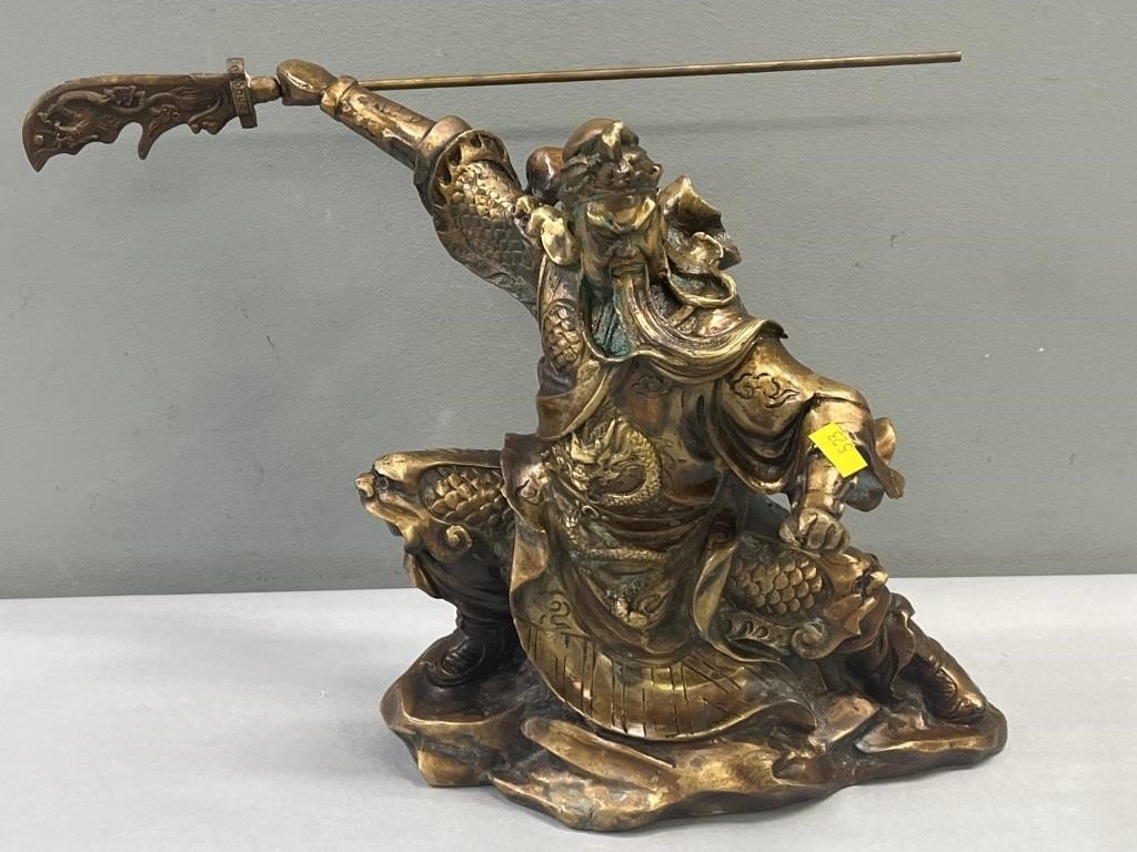 General Quan-Yu Asian Brass Signed Sculpture