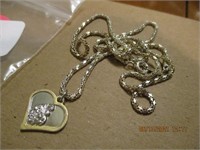 18k g.p. Necklace w/Heart Pendant-untested-