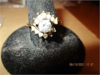 14k g.e. Ring w/Clear Stones-2.8g untested