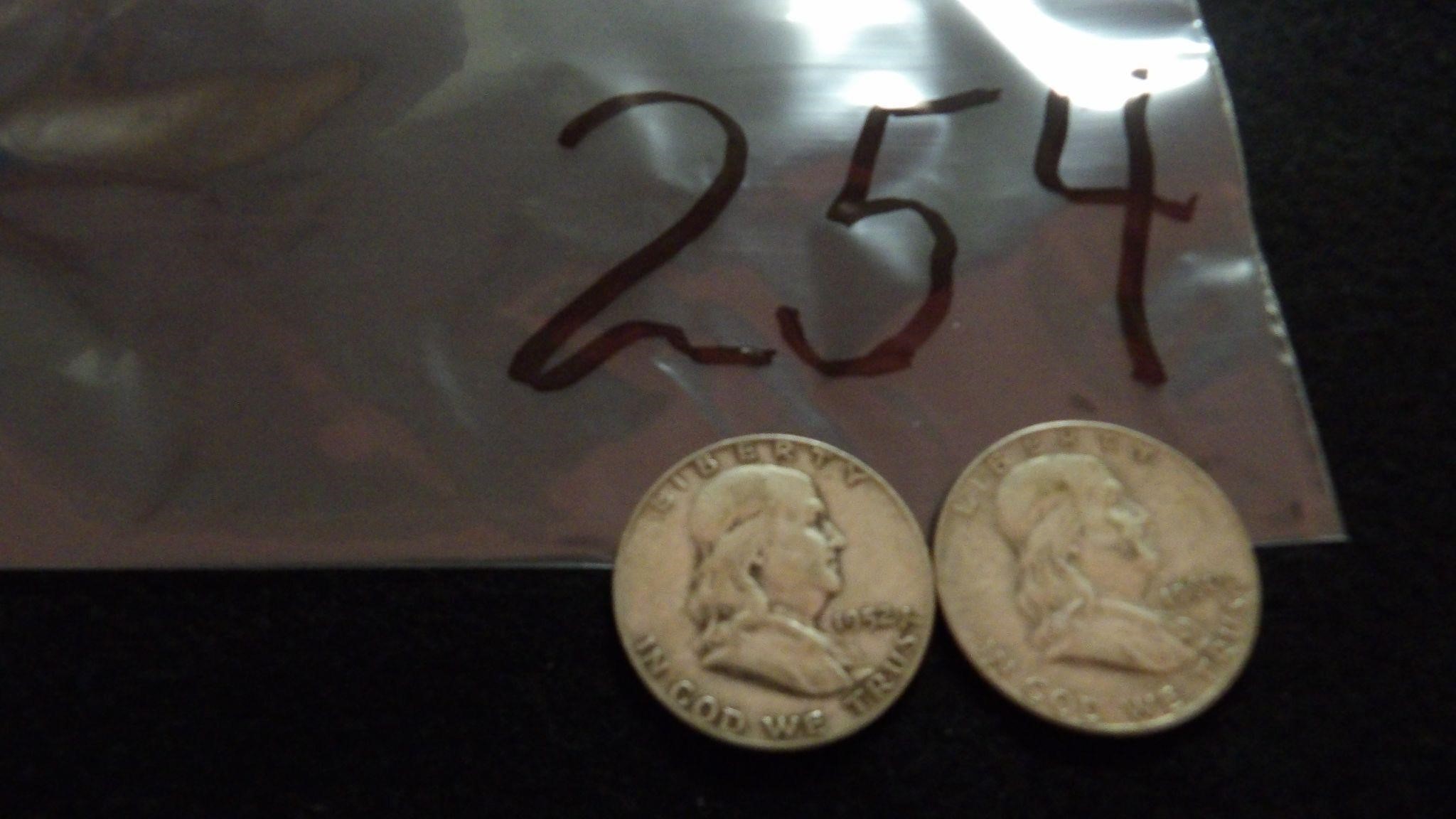 2) Franklin Half Dollars 1952 & 1960D's