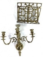 Brass Candle Holder w Easel