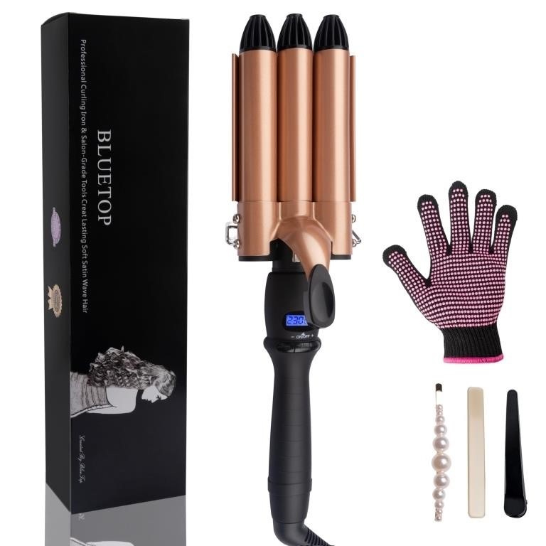 3 Barrel Curling Iron Ceramic Hair Curler, 1...