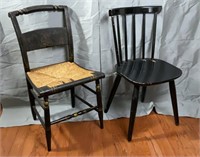 Black Chairs one Painted Accents