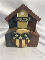 PATRIOTIC CANDLE HOLDER 7.5X6 INCHES
