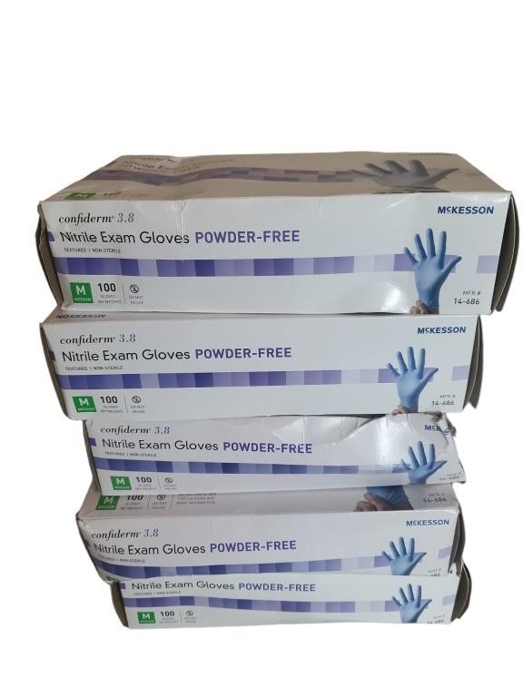 Lot of 5 Boxes Nitrile Exam Gloves Size M Exp