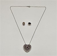 ITALY SS HEART NECKLACE INTERCHANGEABLE STONES