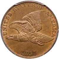 1C 1857 FLYING EAGLE PCGS MS64+ CAC