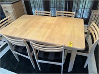 Blonde Dining Table W/ 6 Chairs 60" X 36"