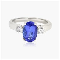 14K WHITE GOLD 6.00CT SAPPHIRE 1.00CT DIAMOND RING