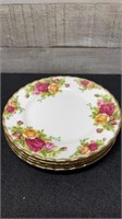 4 Royal Albert Old Country Roses Plates 6.25"