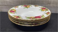 4 Royal Albert Old Country Roses Rimmed Soup Bowls