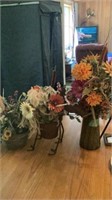 Artificial Flowers and Metal Vases