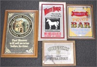 Four various liquor advertising mirrors