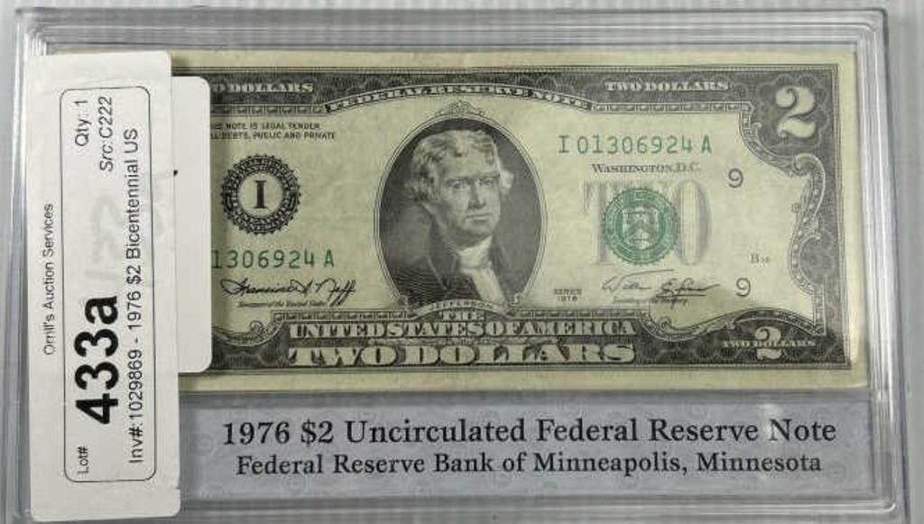 1976 Two Dollar Uncirculated Federal Reserve